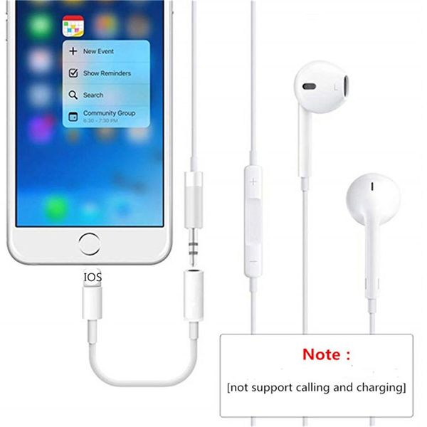 

Io 12 1 earphone headphone jack adapter converter cable lighting to 3 5mm audio aux connector adapter cord for iphone 7 8 x