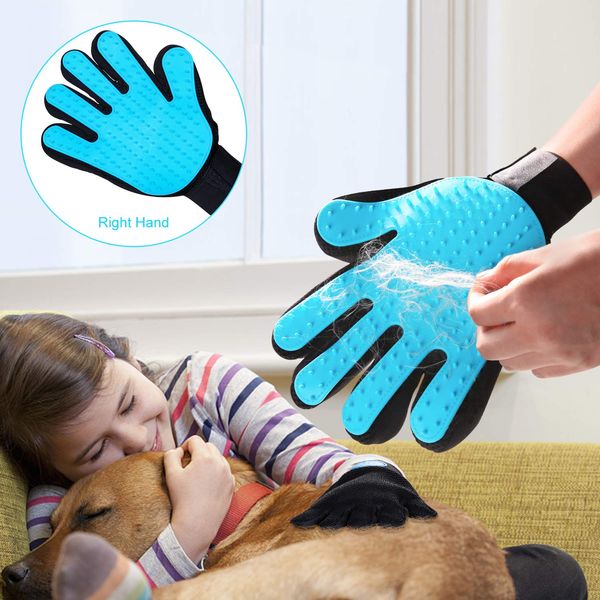 

pet hair remover grooming glove - gentle dog cats grooming brush,deshedding bathing massage mitt tool with enhanced five finger
