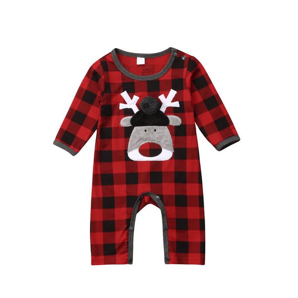

christmas toddler baby boy girl long sleeve plaid romper deer jumpsuit sunsuit outfits clothes, Blue