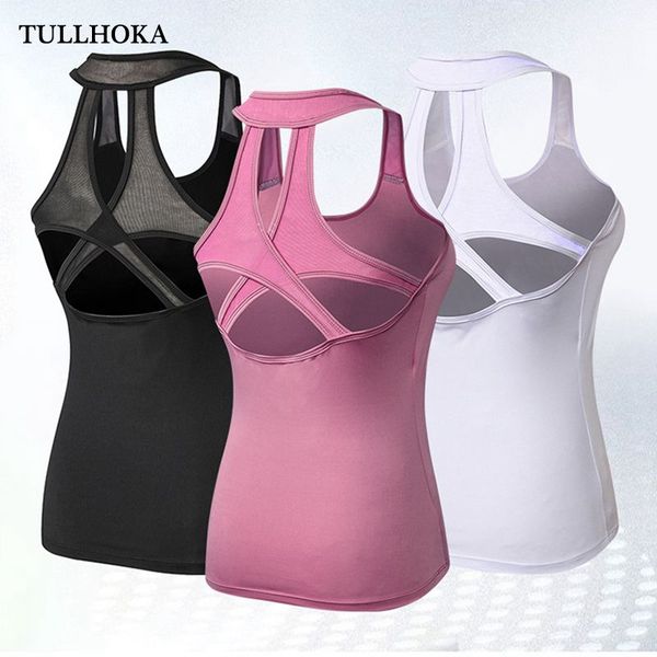 

tullhoka female sport woman t-shirt yoga gym fitness sport sleeveless vest, Black;blue