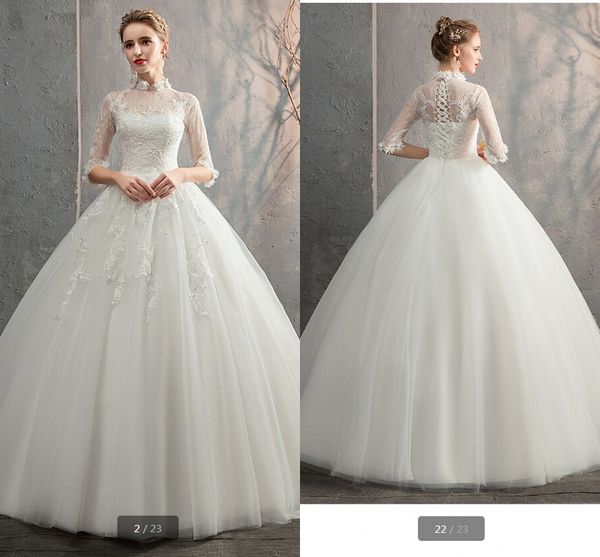 

dubai arabic white lace high neckline modest wedding dress half sleeve appliques hand made flower corset bridal gowns muslim bride dress
