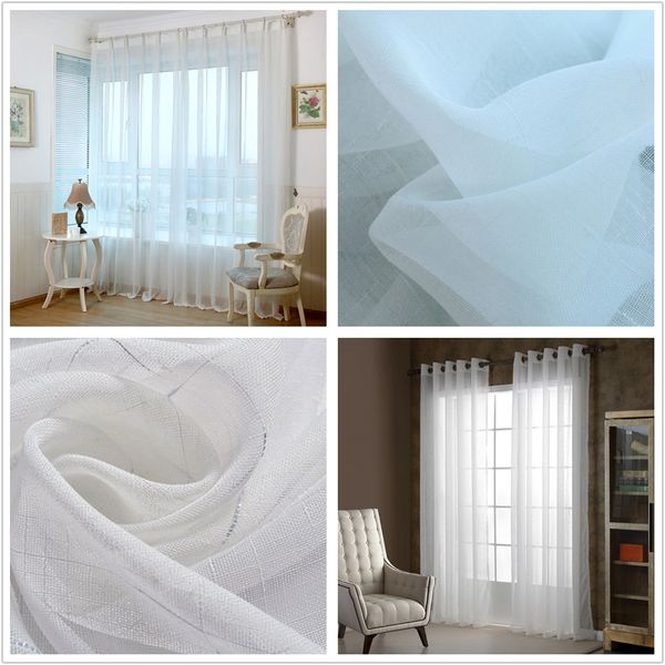 White Sheer Curtains For Living Room Cross Hemp Jacquard Tulle Curtain For Bedroom Jarl Home Decoration Window Panel For Kitchen Wholesales Priscilla