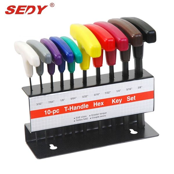 

2020 sedy 10 pc pcs t handle hex key set sae allen wrench t handle hex key set metric and sae allen wrench
