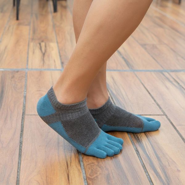 

men women fashion cotton toe socks to protect ankle socks five finger compression mesh crew boat, Black
