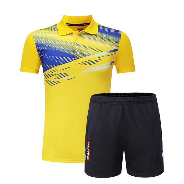 

lover's t-shirt patchwork short sleeves men collar sport shirt quick dry badminton volleyball golf training table tennis suit