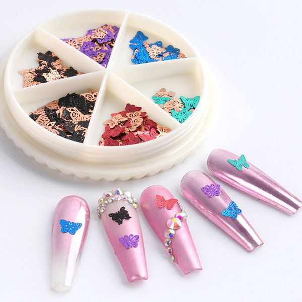 

ins fashion nail art three-dimensional butterfly jewelry colorful gold-plated frosted nail styling alloy nail art, Black