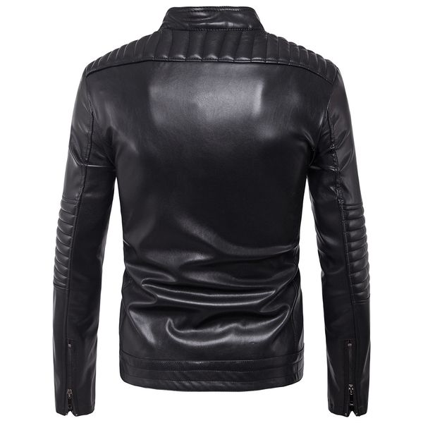 

ouma 2019 new style men locomotive pull leather coat handsome leather jacket coat trend large size b006, Black