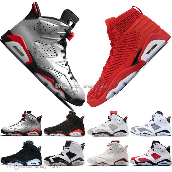 

2019 infrared bred 6 6s mens basketball shoes 3m reflective flint sport blue black cat low chrome men sneakers designer trainers, White;red