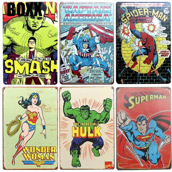 

2020 chic главная бар супер bat man hero vintage металлические знаки home decor vintage олово знаки pub урожай декоративные тарелки металл w