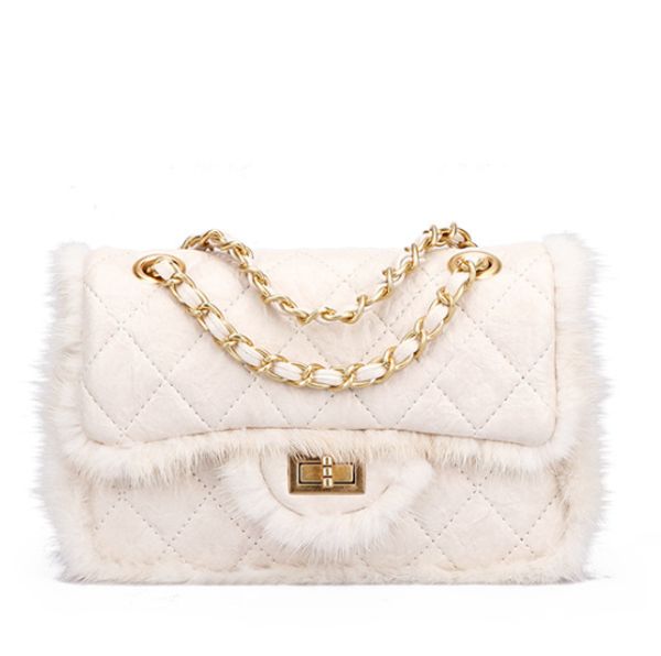 

designer handbag women bag new fashion ringer chain bag crossbody lady mink fur autumn/winter shoulder bag classic diamond lattice bags