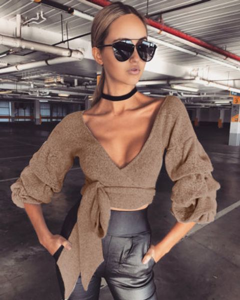 

women winter knitted jumper gray sweater pullover knitwear v-neck crop, White;black