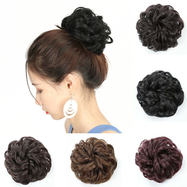 

женщины curly chignon наращивание волос парик пончик булочки для волос резинка для волос хвостик держатель braidal hairpiece девочки аксессу, Silver
