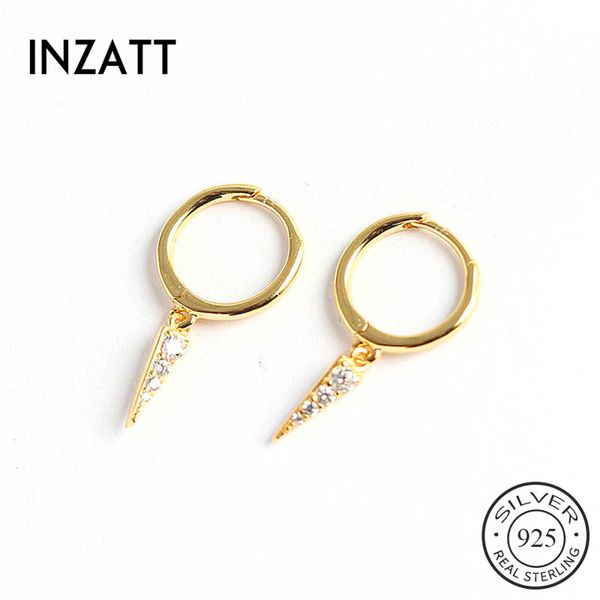 

inzareal 925 sterling silver geometric zircon hoop earrings for fashion woman party minimalist fine jewelry accessories, Golden;silver