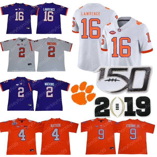 

Ncaa clem on tiger college jer ey trevor lawrence tee higgin ju tyn ro ammy watkin de haun wat on etienne jr 150th football jer ey, Black;red