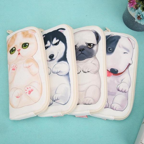 

cute dog stationery storage pouch canvas box pencil bag holder makeup case school supplies