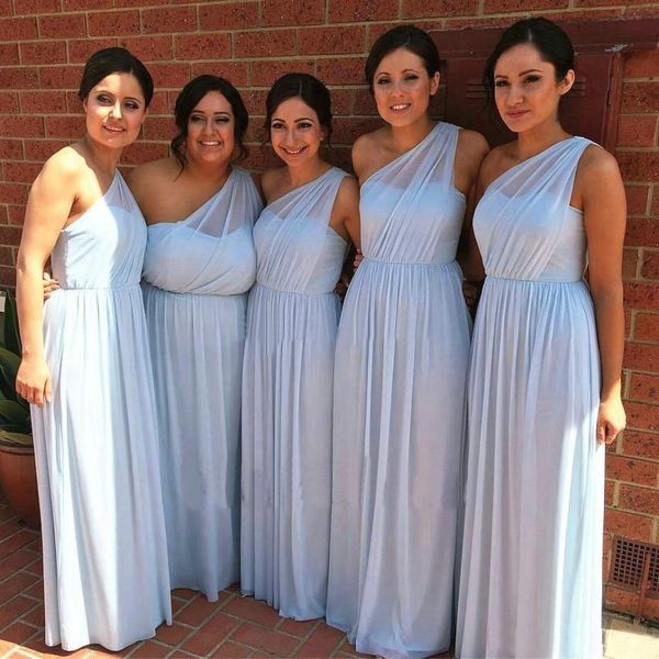 Bridesmaid Dresses Chiffon One Shoulder Floor Length Summer Beach Formal Wedding Guest Dress Maid Of Honor Gowns Plus Size Bm0337 Bridesmaid Dresses