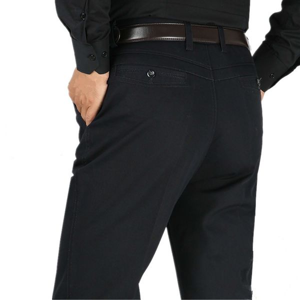 

loose cotton pants 2018 autumn winter new men's casual pants fashion business slim elastic straight trousers plus size 30-46, Black