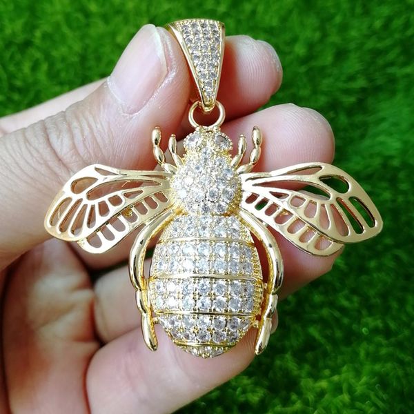 

women brass cz bee pendants tennis chain necklace party gift hip hop jewelry cn176, Silver