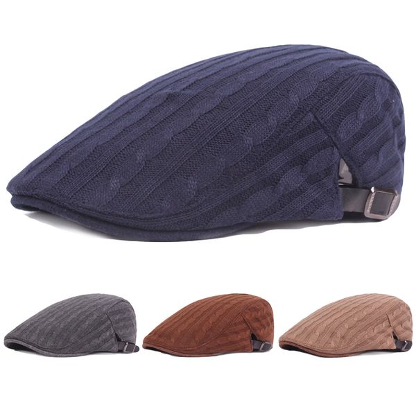 

men women warm knitted berets cap casual adjustable newsboy driving golf hat hatcs0424, Blue;gray