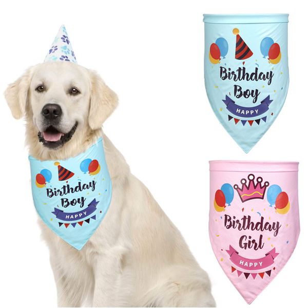

pet birthday saliva towel pet cat dog bandana bibs scarf collar happy birthday dual layers dog collar saliva towel