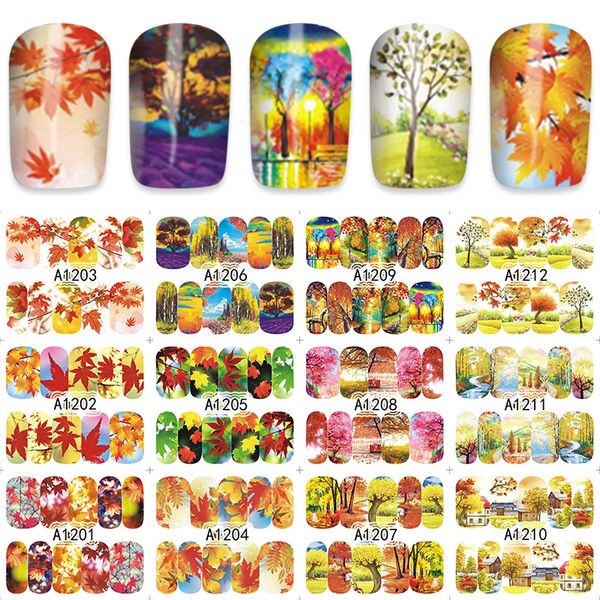 

autumn water stickers nails decoration decals nail tools 12pcs/lot a1201-1212, Black