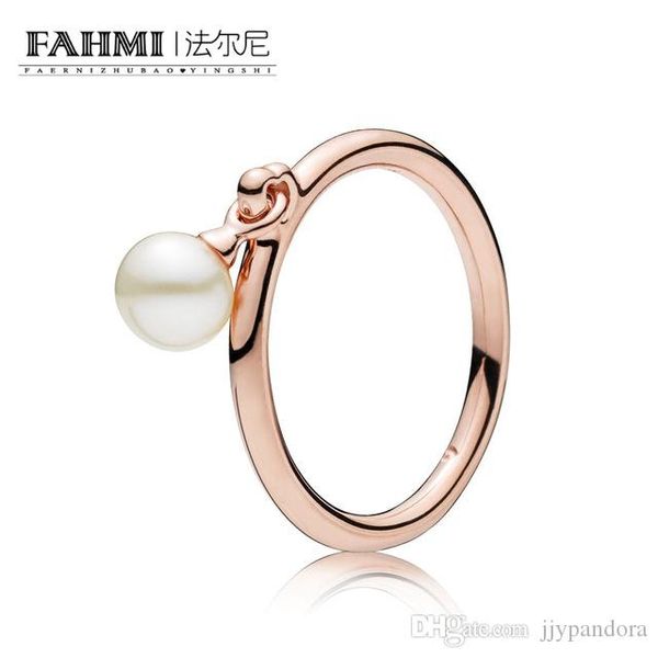 

hywo 100% 925 sterling silver new 187525p rose contemporary pearl ring fashion women elegant gift jewelry factory direct, Slivery;golden
