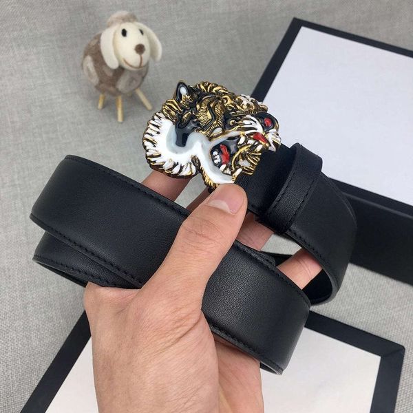 

дизайнерские ремни роскошные ремни мужчина женщина ремень повседневная античная латунь китай материал голова тигра гладкая пряжка ширина 38, Black;brown