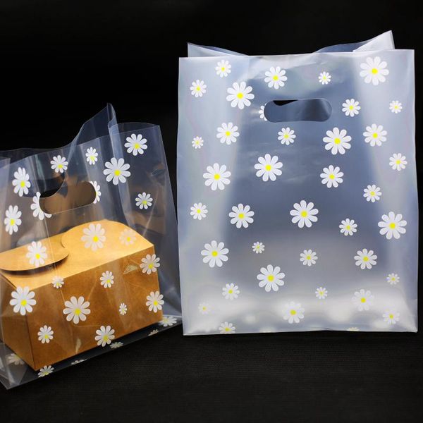 

translucent daisy plastic gift bags, plastic shopping bags, retail party favor bag 50pcs/lot