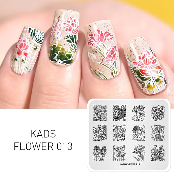 

nail stamping plates flower 013 summer lotus leaf ripple image nail art stamp template stencil for nails manicure una, Black