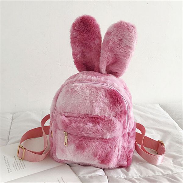 

рюкзак женский 2020 новые милые уши плюшевые девушки маленький рюкзак студент рюкзак мультфильм мягкие симпатичные девушки уха кролика перев