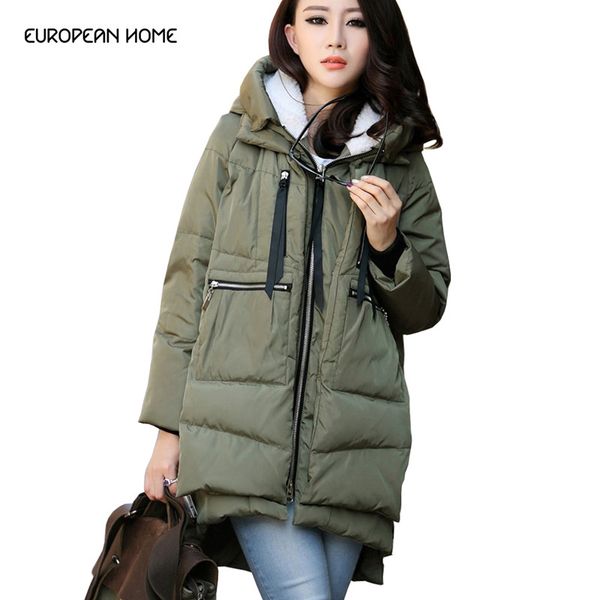 

new winter parkas women clothes fashion korean plus size loose long coat streetwear casual warm down cotton jacket female, Black