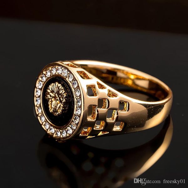 

hot design gold color аватар пролитого масла мужские кольца hollow голова льва rhinestone кольца titanium из нержавеющей стали мужские кольц, Silver