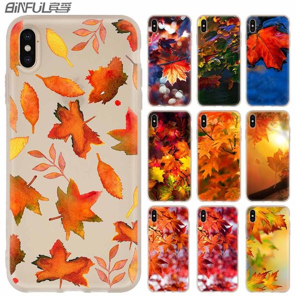 

phone cases luxury silicone soft cover for iphone xi r 2019 x xs max xr 6 6s 7 8 plus 5 4s se coque sunset autumn fall maple leaves