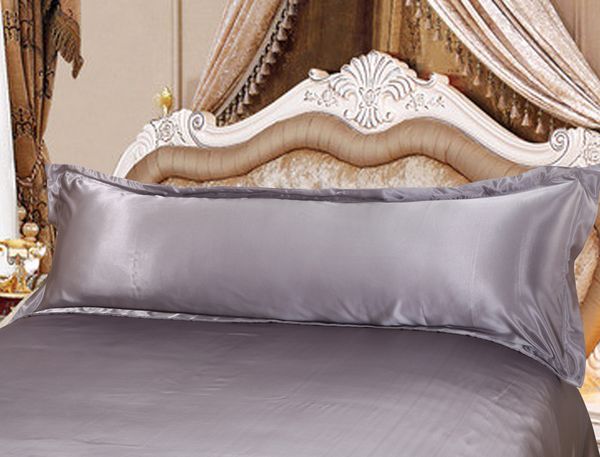 

enipate 120/150 cm long pillowcase white solid pillow case cover silk satin fabric home textile 1pc 2 size for bedroom