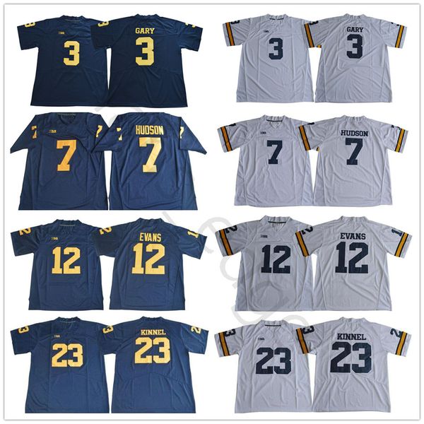 

ncaa michigan wolverines 3 rashan gary 7 khaleke hudson 12 chris evans 23 tyree kinnel 4 jim harbaugh blue white college football jerseys, Black