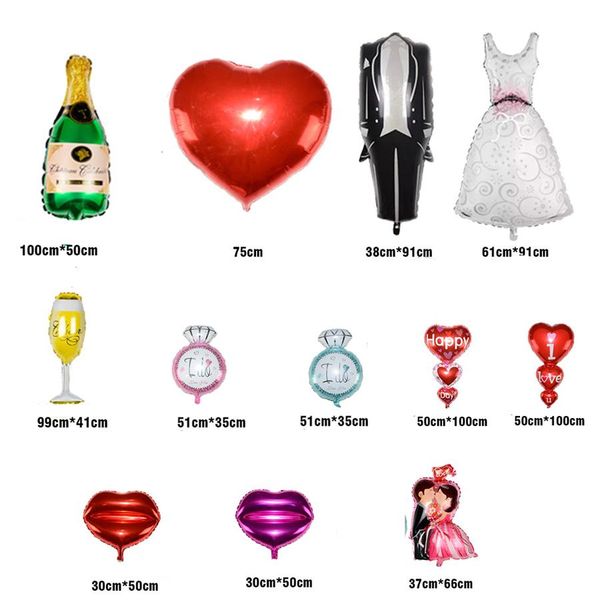 

foil balloon 3d cartoon decor valentine's day party balloons wedding decoration bride groom diamond ring foil balloons dh0933