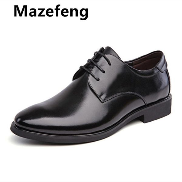 

2019 men weddin shoes microfiber leather formal business pointed toe for man dress shoes men's oxford flats lace-up, Black