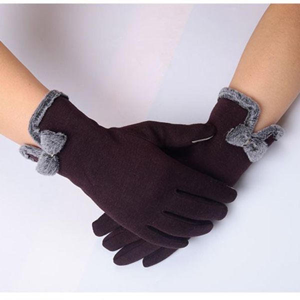 

women cashmere female gloves fashion women gloves autumn winter cute bow warm warmer mitts full finger mittens 2018 new, Blue;gray