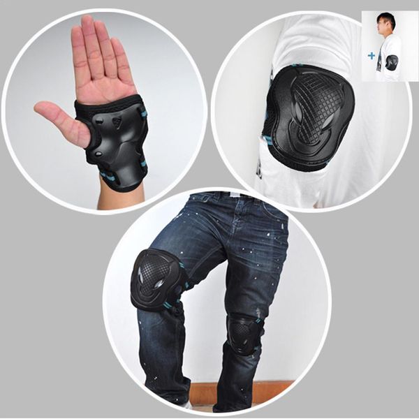 

6 piece set thickened skating protective kits children balance car for men women outdoor skates skateboard knee pads, Blue;gray