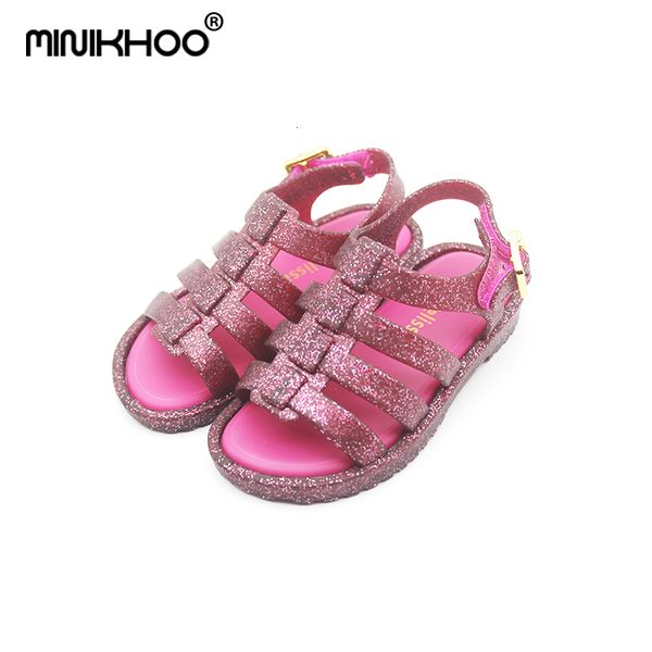 

мини девочек рим 2019 новый hollow малыша обувь 12.8cm-17.8cm дышащие melissa детские сандалии, Black