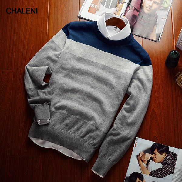 

male casual round neck pure cotton sweater classic japan style full sleeve solid color knitted pullovers qc-518b-c507-m203, White;black