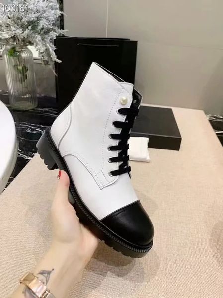 

luxury20ss boots women brand half ankle boot lady designerss genuine leather dress boots casual shoes with box, Black