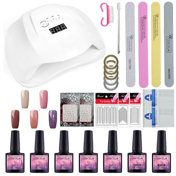 

coscelia nail art set nail 54w uv led lamp dryer manicure tools set 8ml soak off polish gel varnishes lacquer polish
