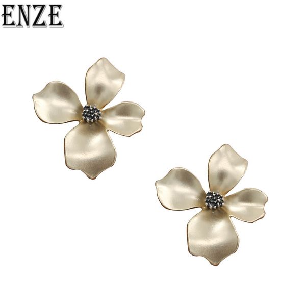 

enze new flower matte gold earrings exquisite jewelry exaggerated temperament accessories wholesale ladies trend, Golden;silver