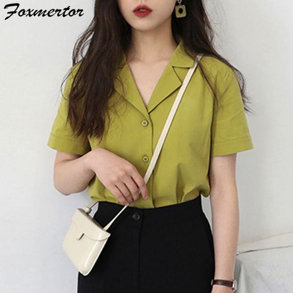 

2020 summer t shirt for women short sleeve v neck office lady tee shirts fashion tshirt female clothing army green #41, White