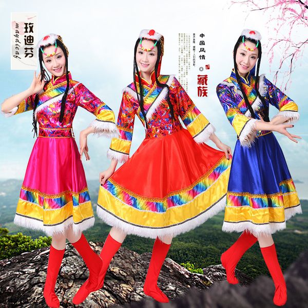 

топ ограничены во времени мода disfraces танцевальные костюмы китайский национальный костюм монголии тибетской сценический танец рукав одежд, Black;red