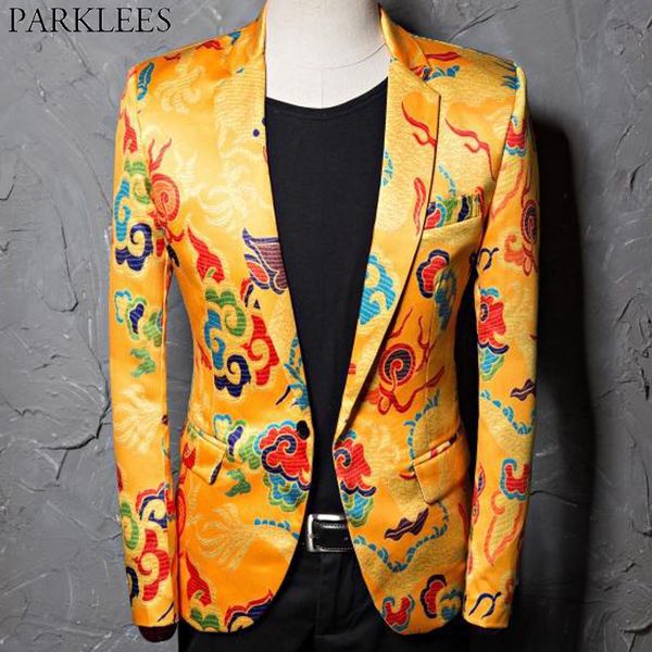 

cloud embroidery blazer jacket men 2019 chinese style one button slim fit suit jacket male party wedding stage costume, White;black