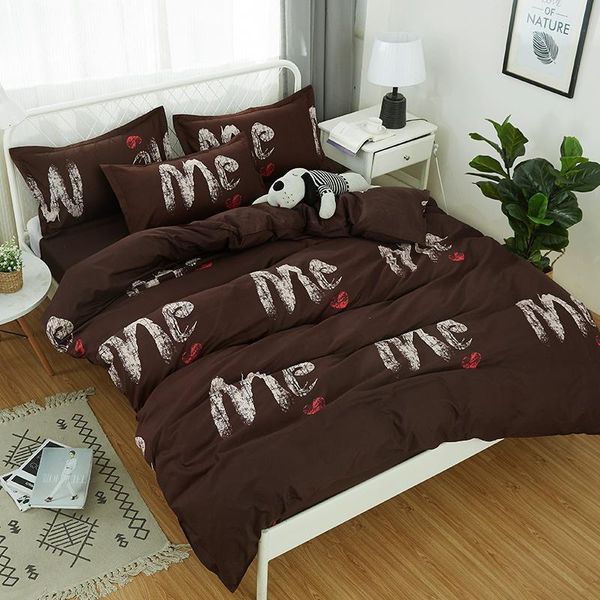 

45 bedding set 5 size stripe heart black bed linen 4pcs/set duvet cover set pastoral bed sheet ab side duvet cover 2019