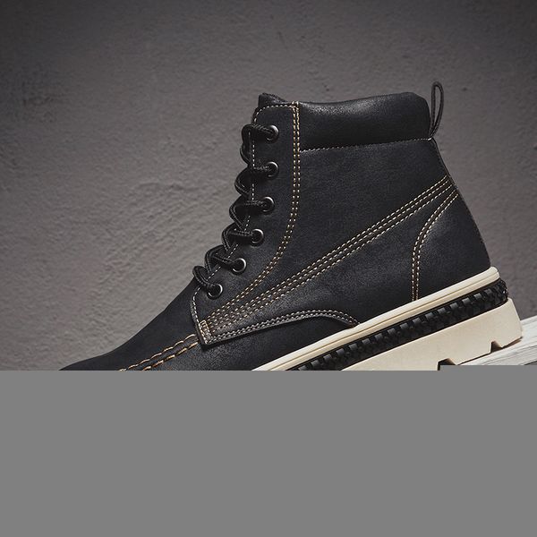 

2019 2020 boots high-men british wind short boots tide shoes tooling leather snow men's shoes dropship, Black