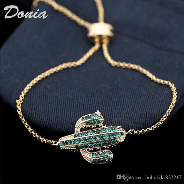 

donia jewelry party european and american fashion home classic cactus micro inlaid zirconia bracelet women's bracelet birthday, Black